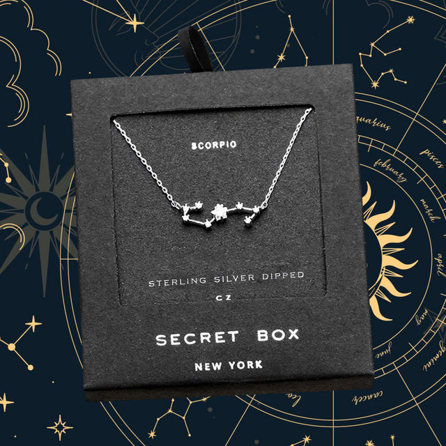 Madeline Love Silver SECRET BOX_Sterling Silver Dipped CZ Scorpio Zodiac Sign Pendant Necklace - Necklaces