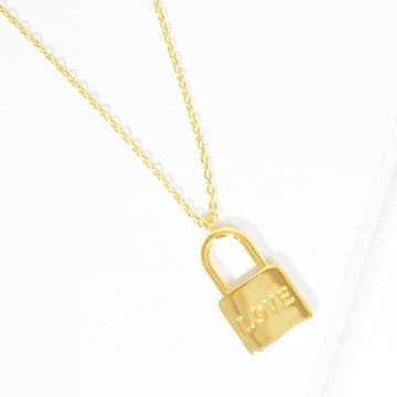 Madeline Love Gold LOVE Gold Dipped Metal Lock Pendant Necklace - Necklaces