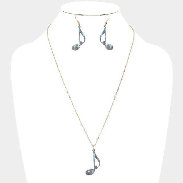 Madeline Love Gold Patterned Music Note Pendant Necklace - Necklaces