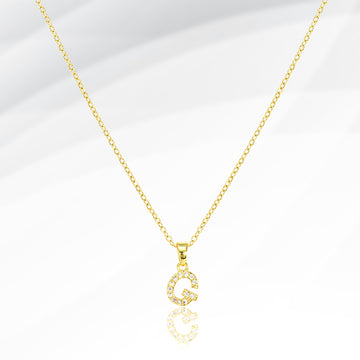 Madeline Love Gold -G- Stainless Steel CZ Stone Paved Initial Monogram Pendant Necklace - Jewelry