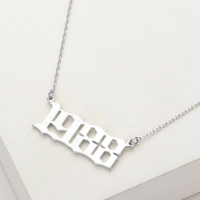 Madeline Love Rhodium White Gold Dipped 1988 Birth Year Plate Pendant Necklace - Necklaces