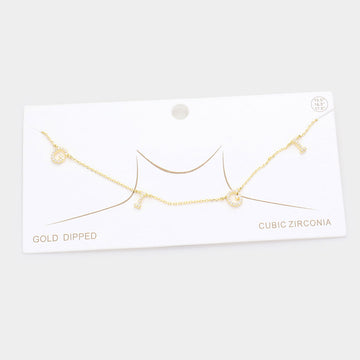 Madeline Love Gold Gold Dipped CZ GIGI Message Pendant Necklace - Necklaces