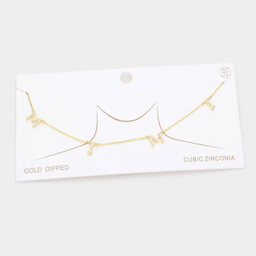 Madeline Love Gold Gold Dipped CZ MIMI Message Pendant Necklace - Necklaces