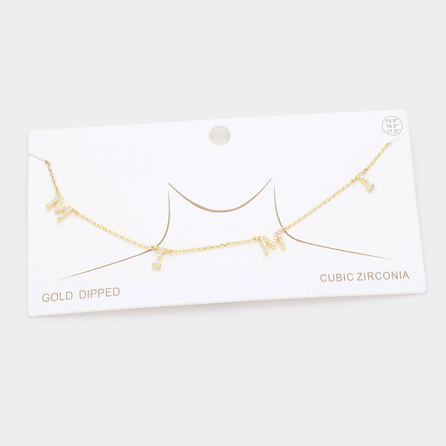 Madeline Love Gold Gold Dipped CZ MIMI Message Pendant Necklace - Necklaces