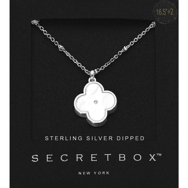Madeline Love Silver SECRET BOX_Sterling Silver Dipped Stone Accent Quatrefoil Pendant Necklace - Jewelry