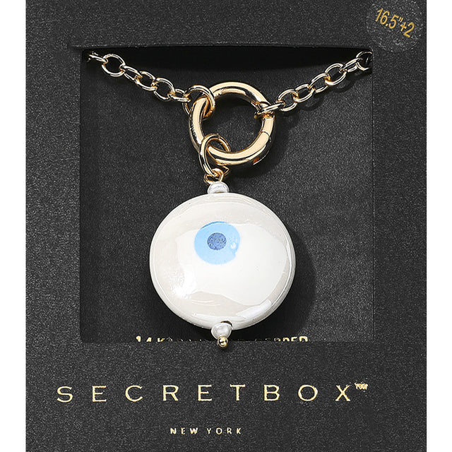 Madeline Love Gold SECRET BOX_14K Gold Dipped Interchangeable Evil Eye Printed Ceramic Ball Pendant Necklace - Jewelry