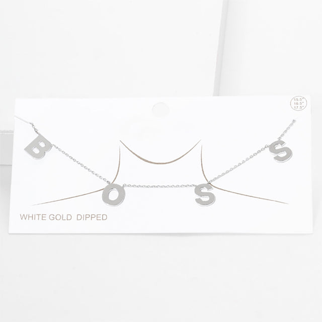Madeline Love Rhodium BOSS White Gold Dipped Message Pendant Necklace - Necklaces