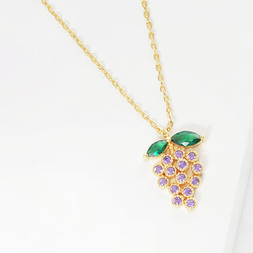 Madeline Love Gold, Purple Gold Dipped CZ Grape Pendant Necklace - Necklaces