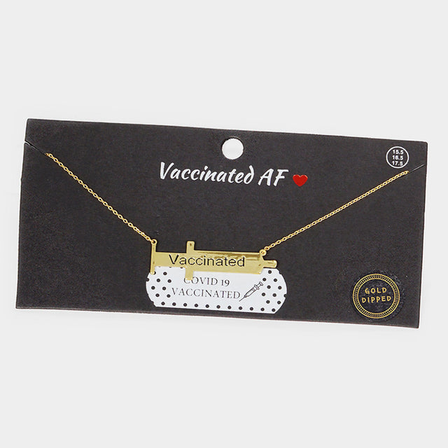 Madeline Love Gold VACCINATED Gold Dipped Syringe Needle Message Pendant Necklace - Necklaces