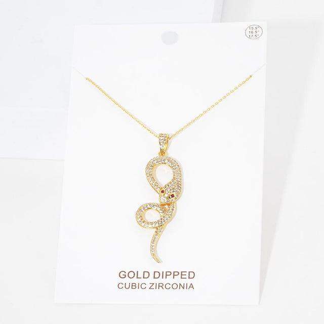 Madeline Love Gold Gold Dipped CZ Snake Pendant Necklace - Jewelry