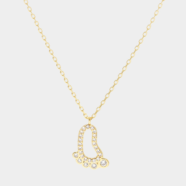 Madeline Love Clear, Gold Gold Dipped CZ Footprint Pendant Necklace - Jewelry
