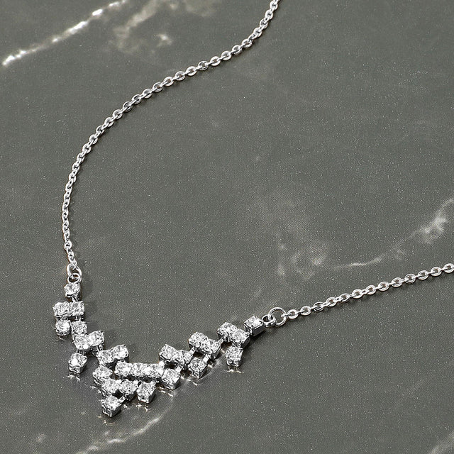 Madeline Love Clear, Rhodium Brass Metal Rhinestone Pendant Necklace - Necklaces
