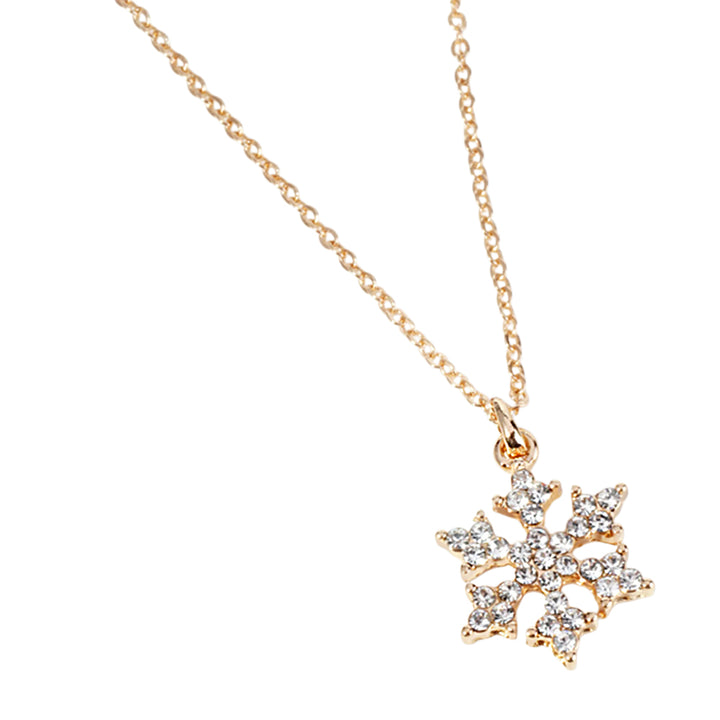 Gold Crystal Snowflake Pendant Necklace