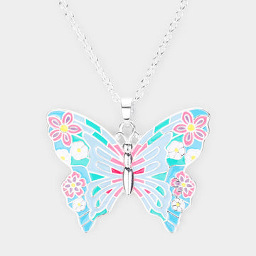 Madeline Love Multi Enamel Butterfly Pendant Necklace - Necklaces