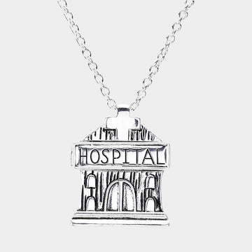 Madeline Love Antique Silver Antique Metal Hospital Pendant Necklace - Necklaces