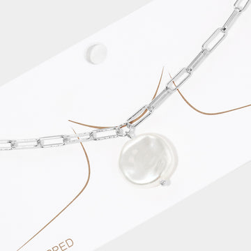 Madeline Love Rhodium White Gold Dipped Pearl Pendant Choker Necklace - Necklaces