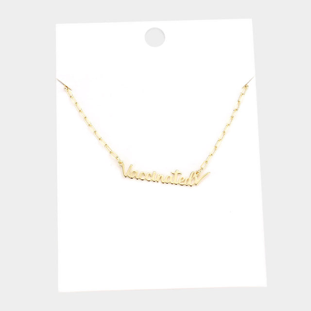 Madeline Love Gold Vaccinated Brass Metal Message Pendant Necklace - Necklaces