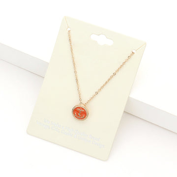 Madeline Love Orange Lacquered Enamel Anchor Pendant Necklace - Necklaces