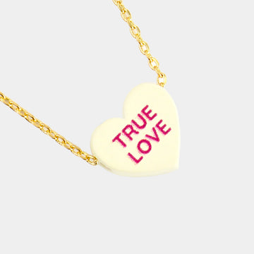 Ture Love Message Heart Pendant Necklace - Yellow - Necklaces