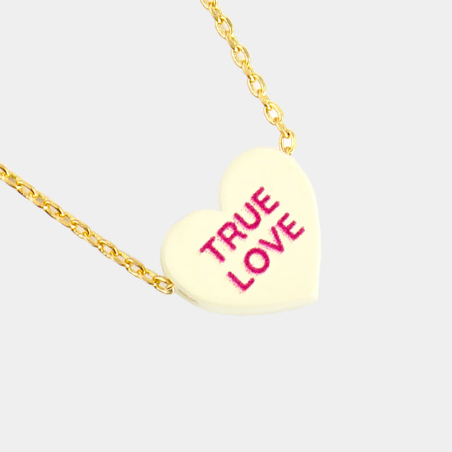 Ture Love Message Heart Pendant Necklace - Yellow - Necklaces