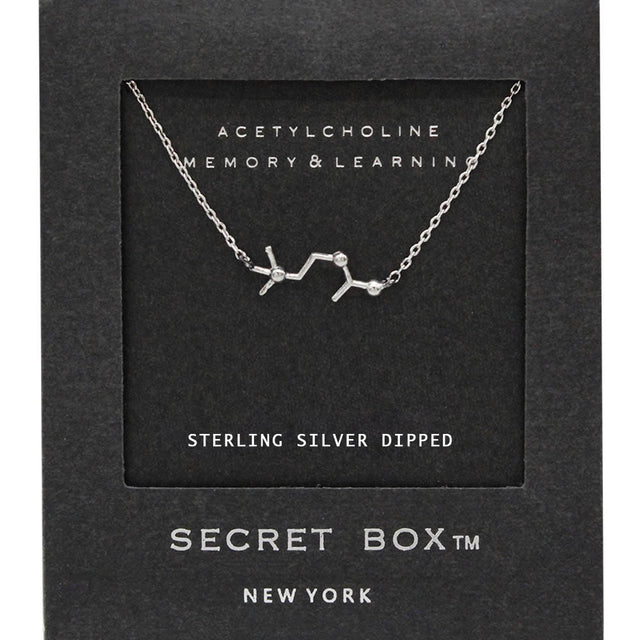 Madeline Love Silver SECRET BOX_Sterling Silver Dipped Acetylcholine Hormone Molecule Necklace - Necklaces