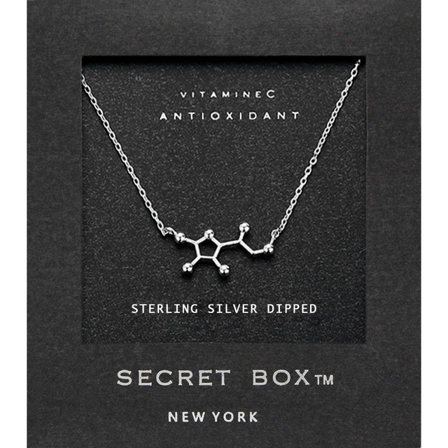Madeline Love Silver SECRET BOX_Sterling Silver Dipped Vitamin Hormone Molecule Necklace - Necklaces