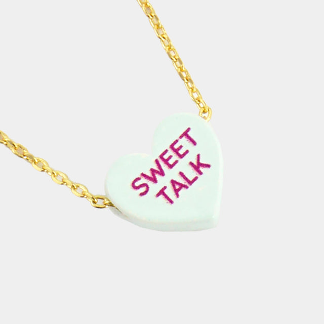Sweet Talk Message Heart Pendant Necklace - Mint - Necklaces