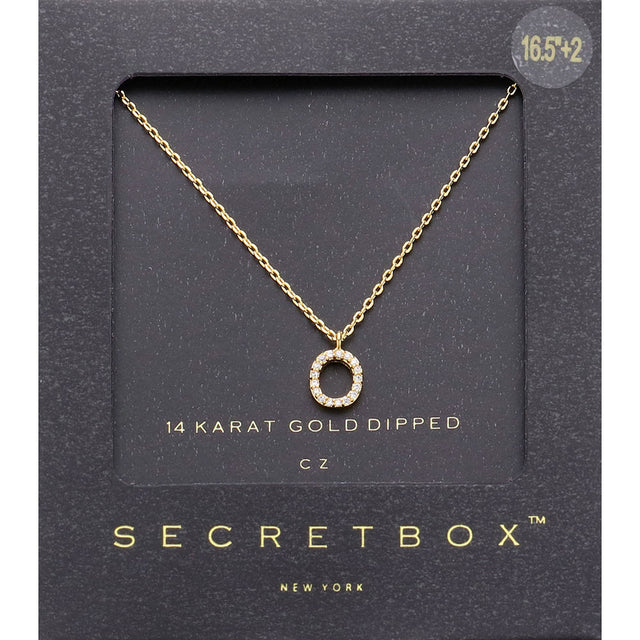 Madeline Love ~O~, Gold -O- Secret Box _ 14K Gold Dipped CZ Initial Monogram Pendant Necklace - Jewelry