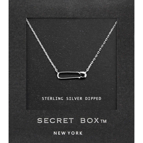 SECRET BOX_Sterling Silver Dipped Safety Pin Pendant Necklace - Silver