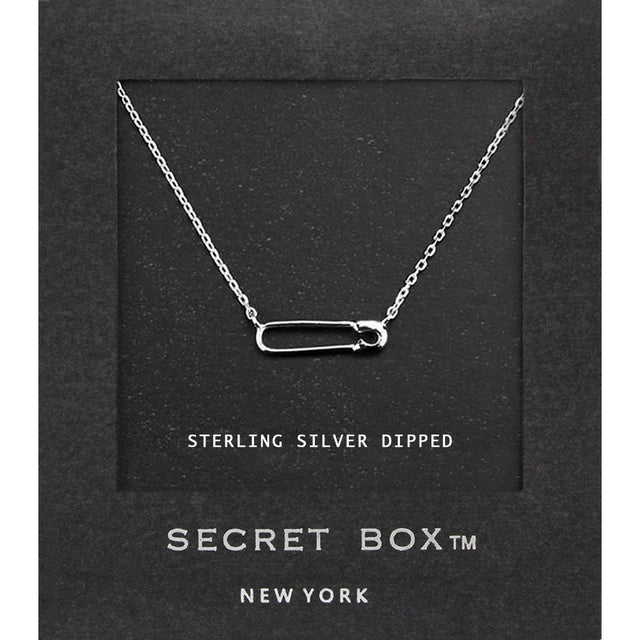Madeline Love Silver SECRET BOX_Sterling Silver Dipped Safety Pin Pendant Necklace - Necklaces