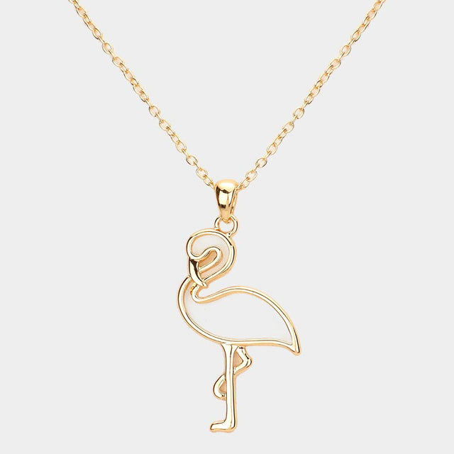 Madeline Love Gold Metal Cutout Flamingo Pendant Necklace - Jewelry