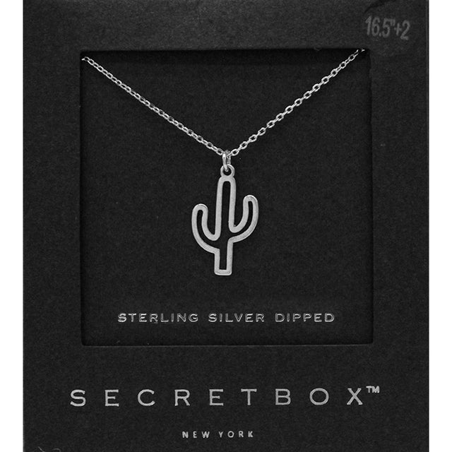 Madeline Love Silver SECRET BOX_Sterling Silver Dipped Cactus Pendant Necklace - Necklaces