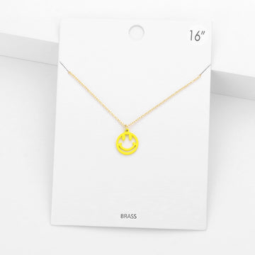 Madeline Love Yellow Brass Metal Smile Pendant Necklace - Necklaces