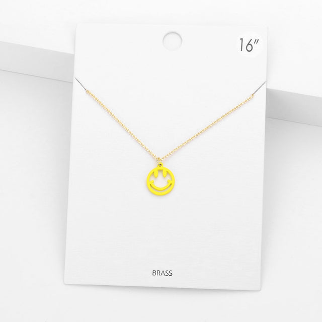 Madeline Love Yellow Brass Metal Smile Pendant Necklace - Necklaces