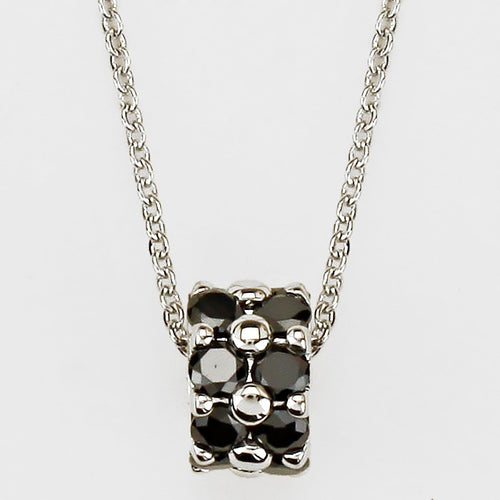 Crystal Ring Pendant Necklace - Rhodium, Hematite