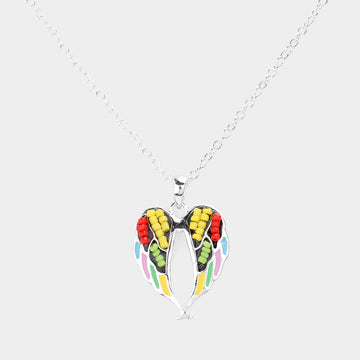 Madeline Love Multi Seed Bead Embellished Wings Pendant Necklace - Necklaces