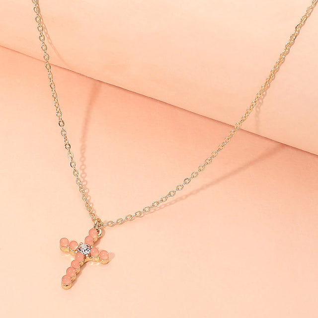 Madeline Love Gold, Rose Cross Pendant Necklace