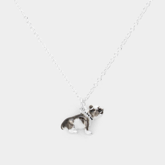 Madeline Love Black, Silver, White Enamel Dog Pendant Necklace - Jewelry