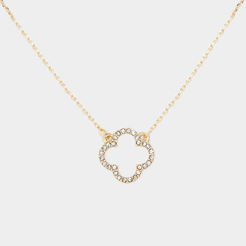 Madeline Love Gold Stone Paved Open Quatrefoil Pendant Necklace - Necklaces