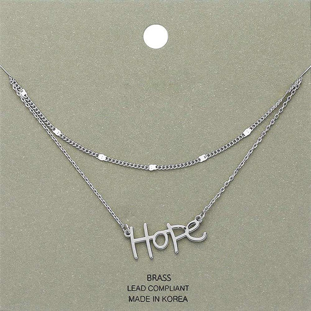 Madeline Love Rhodium Brass Metal Hope Pendant Layered Necklace - Necklaces