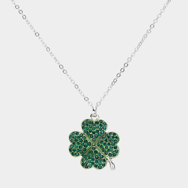 Madeline Love Emerald Crystal Paved Clover Pendant Necklace - Jewelry