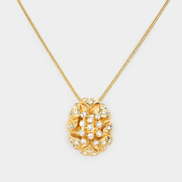 Madeline Love Gold Crystal embellished oval pendant necklace - Necklaces