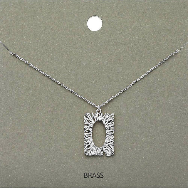 Madeline Love Rhodium Brass Metal Rectangle Pendant Necklace - Necklaces