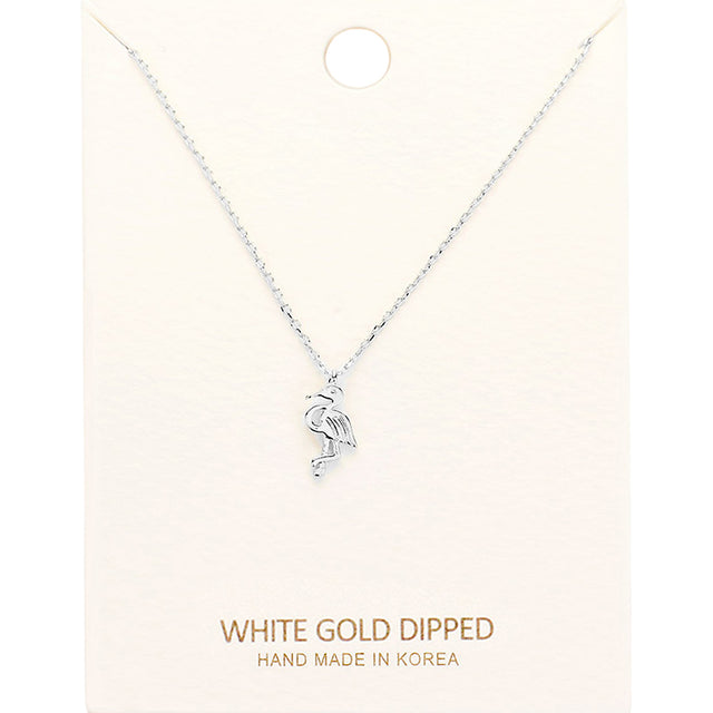 Madeline Love Rhodium White Gold Dipped Flamingo Pendant Necklace - Necklaces