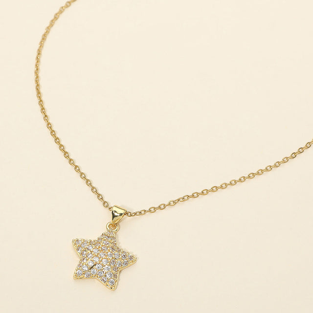 Madeline Love Gold Stainless Steel Rhinestone Pave Star Pendant Necklace