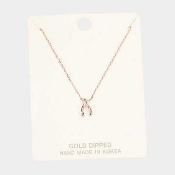 Madeline Love Rose Gold Gold Dipped Wishbone Pendant Necklace - Necklaces