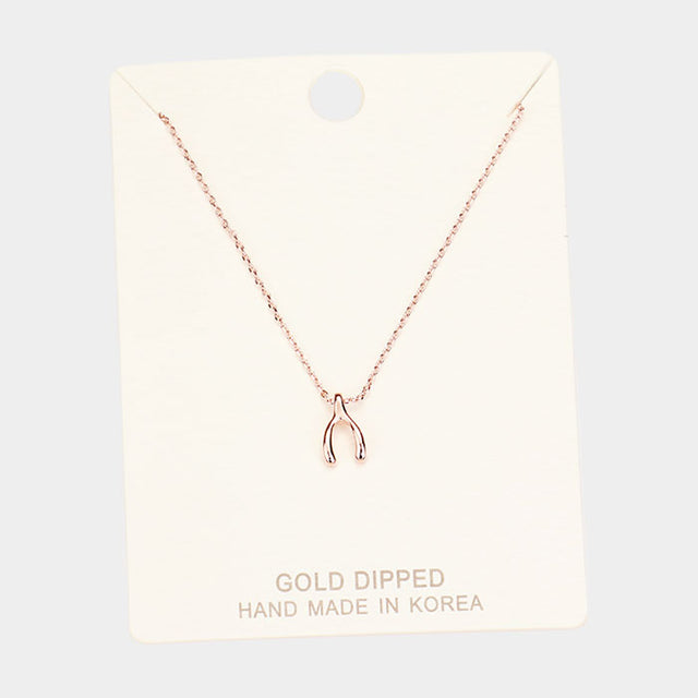 Madeline Love Rose Gold Gold Dipped Wishbone Pendant Necklace - Necklaces