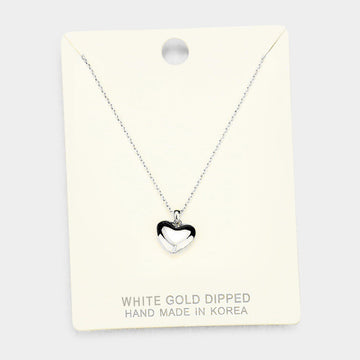 Madeline Love Rhodium White Gold Dipped Metal Heart Pendant Necklace - Necklaces