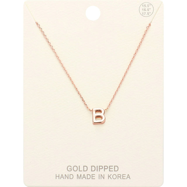 Madeline Love Rose Gold -B- Gold Dipped Initial Monogram Metal Pendant Necklace - Necklaces