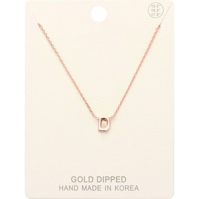 Madeline Love Rose Gold -D- Gold Dipped Initial Monogram Metal Pendant Necklace - Necklaces